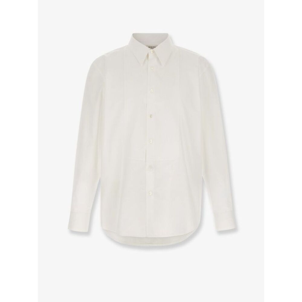 Saint Laurent Men Cotton Shirt With Plastron